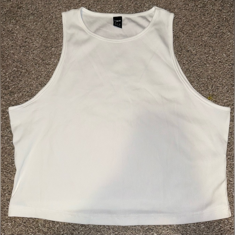 SHEIN White Sleeveless Ribbed Tank Top